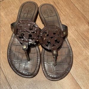 Tory Burch Brown Snakeskin Miller Sandals